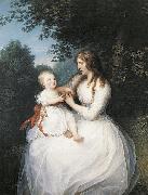 Erik Pauelsen Portrait of Friederike Brun with her daughter Charlotte sitting on her lap painting